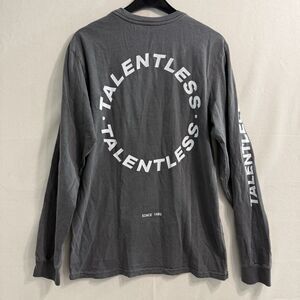 TALENTLESS Grey Long Sleeve Premium T-Shirt 100% Cotton Men Size Small